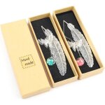 2pcs marque page marque - page plume en m�tal papillon et fleur s�che �ternelle perles de verre pendentif ...