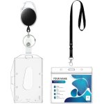 2pcs porte badge cordon tour de cou avec porte - cartes porte carte tour de cou transparent et etanche ...