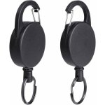 2pcs porte - cl�s r�tractable - noir porte badge clef retractable enrouleur porte - cl�s avec 60 cm de ...