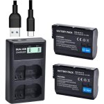 2pcs qumox batterie en - el15 et chargeur double usb compatible avec z6 z7 d500 d600 d610 d800 d850 d800e ...