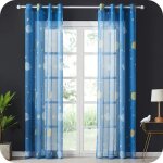 2pcs rideaux voilage enfant  motif bleu plante pour chambre garon et fille voilages  oeillets dcor ...