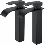 2pcs robinet lavabo cascade noir bec haut moderne mitigeur robinet salle bain pour vasque  poser robinetterie ...