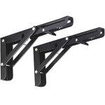 2pcs support d tagres pliable noir support console pliable pour table etagere murale 50kg porteur 200mm ...