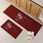Tapis de cuisine - antid�rapant - rouge - motif pissenlit - 40x60cm et 40x120cm - lavable