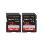 2pices sandisk sd card carte mmoire sd sandisk 128go extreme pro sdhc sdxc uhs - i classe 10 200m - ...