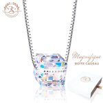 2splendid beau collier cube femme en cristal autrichien baign dans lor blanc. belle boite cadeau. prt ...