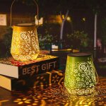 2x lampes solaire exterieur jardin - 0. 2w ip55 - vert + jaun�tre - 25 * 15 cm - lanterne solaire � induction ...