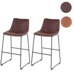 2x tabouret de bar hwc - d70 chaise bar / comptoir tissu - style vintage imitation de daim