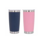 2x thermos tasse isotherme acier inoxydable ss304 double paroi 590ml rose bleu
