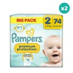 2x74 couches premium - taille 2 - pampers