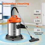 3 en 1 aspirateur sans sac - utilisation � sec et humide - 1200w / 20l - 6m - 19kpa - filtration haute ...