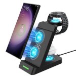 Topesct chargeur sans fil 3 - en - 1 pour tlphone montre intelligente samsung couteurs noir