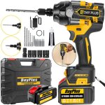 3 en 1 cl� � chocs sans fil 1 / 2 pause 750nm + 12x jeu de foret - 2x 6ah batteries 21v - jaune (deux ...