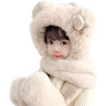 3 en 1 enfant bonnet echarpe gant hiver en peluche chaud mignon chapeau dhiver coupe - vent polaire pour ...