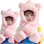 3 en 1 enfant bonnet echarpe gant hiver en peluche chaud mignon chapeau dhiver coupe - vent polaire pour ...