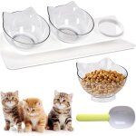 3 en 1 gamelle chat sur�lev�e - inclinable � 15� bols pour chat - base anti - d�rapant - pour les chiots ...