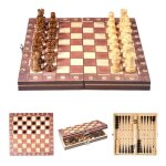 Jeu dechecs magnétique de voyages en bois pliable - 3 en 1 - adulte Jeu dechecs magnétique de voyages en bois pliable - 3 en 1 - adulte