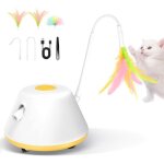 3 en 1 jouet interactif �lectronique pour chats dint�rieur - jouet automatique � led avec 3 plumes - ...