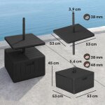 3 en 1 pied de parasol 80 kg remplissable plantable pied de parasol avec roulettes plateau de table carr� ...