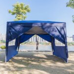 3 * 3m tente de camping tonnelle pour jardin ext�rieur r�ception f�te bleu 2 portes + 2 fen�tres