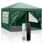 3 * 3m tente de camping tonnelle pour jardin ext�rieur r�ception f�te vert 2 portes + 2 fen�tres