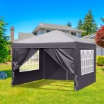 3 * 3m tonnelle de jardin pliant 2 portes + 2 fentres impermable gris tente de camping