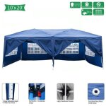 3 * 6m tente de camping tonnelle pour jardin extrieur rception fte bleu 2 portes + 4 fentres