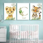 3 affiches prenom personnalis� bebe animaux 30x40cm decoration murale safari poster jungle chambre enfant ...