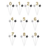 3 bougies danniversaire chiffre dor�es argent�es et noires 16 cm - chiffre 2