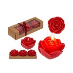 3 bougies en forme de rose 6x4cm rose 3 bougies en forme de rose 6x4cm rose