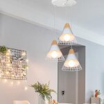 3 lampes lustre suspension moderne en forme badminton plafonnier en mtal et bois e27 luminaire pour ...