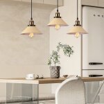 3 lampes suspension luminaire industrielle en barre lustre cage abat - jour beige rtro lampe de plafond ...