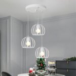 3 lampes suspension luminaire industrielle en disque loft moderne lustre cage blanc �20cm lampe de plafond ...