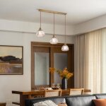 Lustre suspendu - 3 lampes suspension en verre transparent fleur vintage - e27 - verre transparent - ...