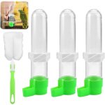 3 mangeoires oiseaux perruche auto 120 ml transparent cage pigeons brosse