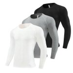 3 pack t - shirt de compression homme manches longues schage rapide maillot tee shirt stretch pour jogging ...