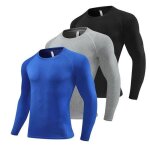 3 pack t - shirt de compression homme manches longues schage rapide maillot tee shirt stretch pour jogging ...