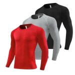 3 pack t - shirt de compression homme manches longues schage rapide maillot tee shirt stretch pour jogging ...