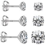 3 paires de boucles doreilles dames en diamant fille 345mm boucles doreilles m�les et femellesargent