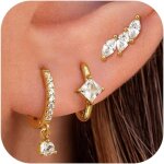 3 paires boucles doreilles femme argent 925 plaques or 14k croles boucles doreilles zircon papillon ...