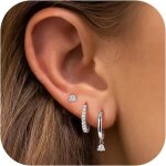 3 paires de boucles doreilles en or pour femmes et filles ensemble hypoallergnique en argent 925 avec ...