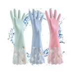 3 paires pvc gants de vaisselle sans latex gants de mnage antidrapants avec doublure en coton pour ...