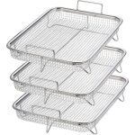 3 paniers friteuse air acier inoxydable set grilles antiadh�sives four grillade cuisson sant� durable ...