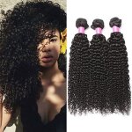 3 paquets de cheveux br�siliens - boucles profondes 56 cm extensions de cheveux humains naturels