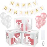 3 pcs bo�te de d�corations de f�te danniversaire 1 an bo�tes � ballons de d�coration cube decoration ...