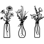 3 pcs en m�tal d�cor mural fleur 3 style en vase art mural m�tal