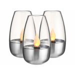 Photophores solaires - lunartec - luna - 3 pices - led effet flamme - blanc chaud
