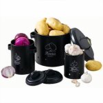 3 pi�ces bo�te de rangement pomme de terre pot � oignons pot � ail conservation rangement en m�tal