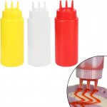 3 pi�ces - bouteille souple � 3 trous - bouteille souple vide - bouteille de sauce avec couvercle - facile ...