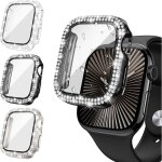 [3 pi�ces] coque d�cran diamond pour apple watch series 11 / 10 46mm accessoires bling coques avec protecteur ...